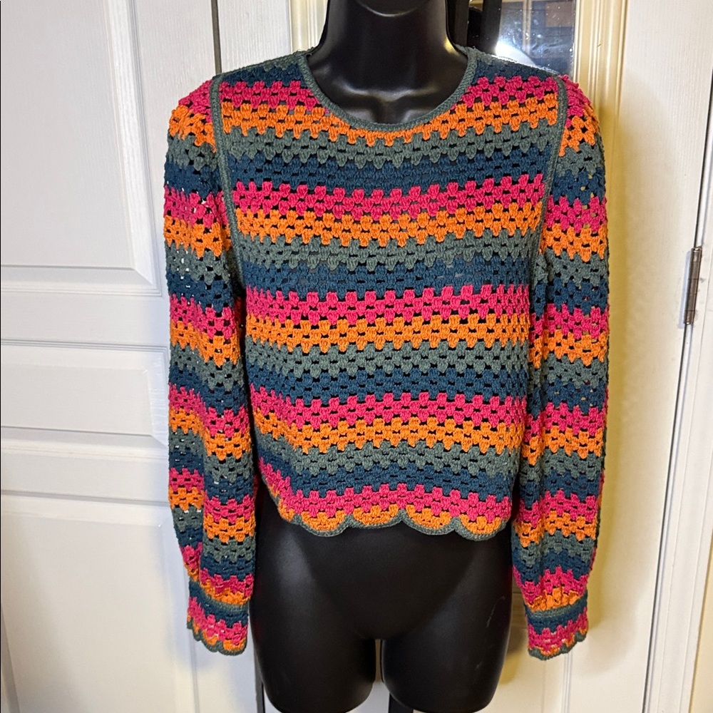 NWT Zara Multicolor Knit TOP W/CRISS-CROSS BACK - Picture 2 of 16